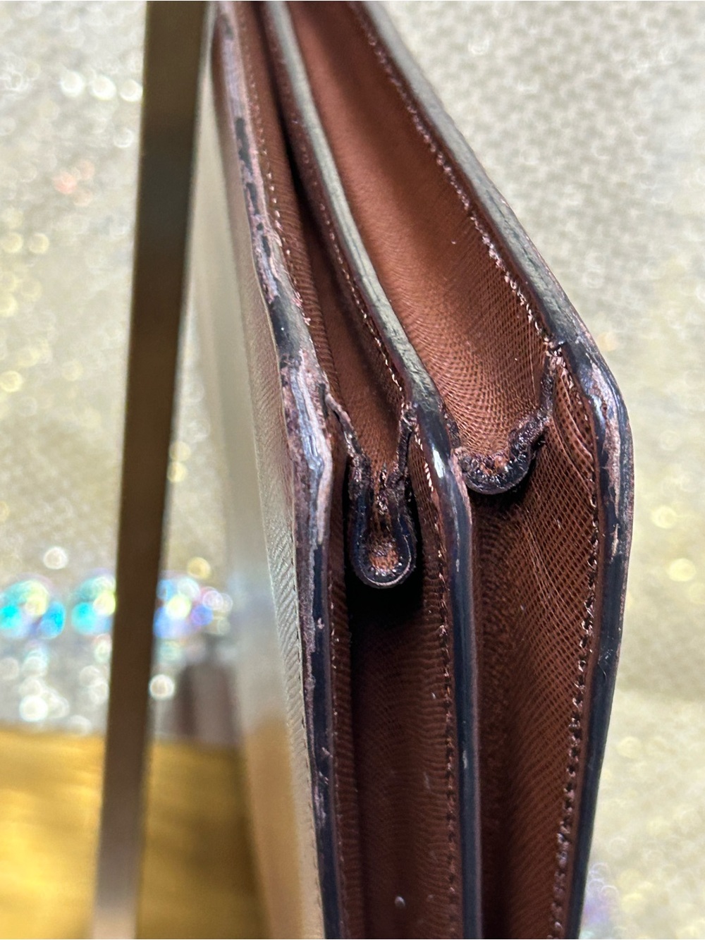 Bally Leather Briefcase in Brown with Gold-Tone Lock Approx. 15 x 10.5 x 2.5 - Picture 6 of 15